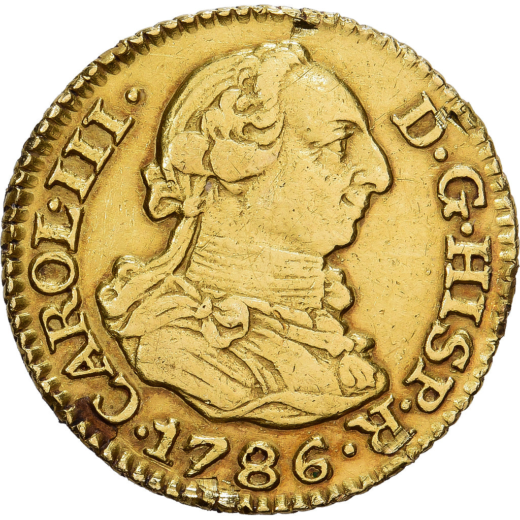 Espanha, Charles III, 1/2 Escudo, 1786, Madrid, Dourado, VF(30-35), KM:425.1