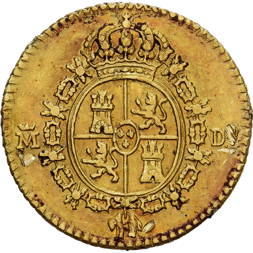 Espanha, Charles III, 1/2 Escudo, 1786, Madrid, Dourado, VF(30-35), KM:425.1