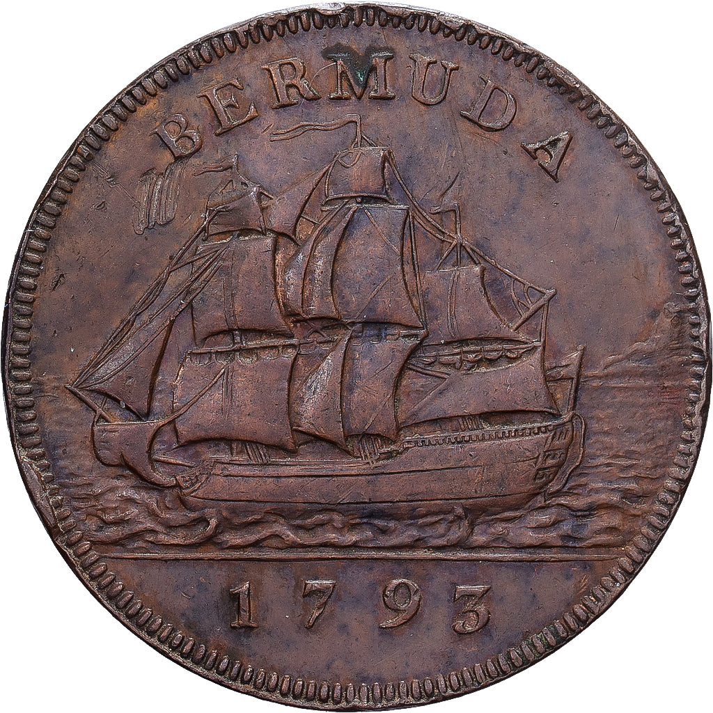 Bermuda, George III, Penny, 1793, Soho, Cobre, EF(40-45), KM:5