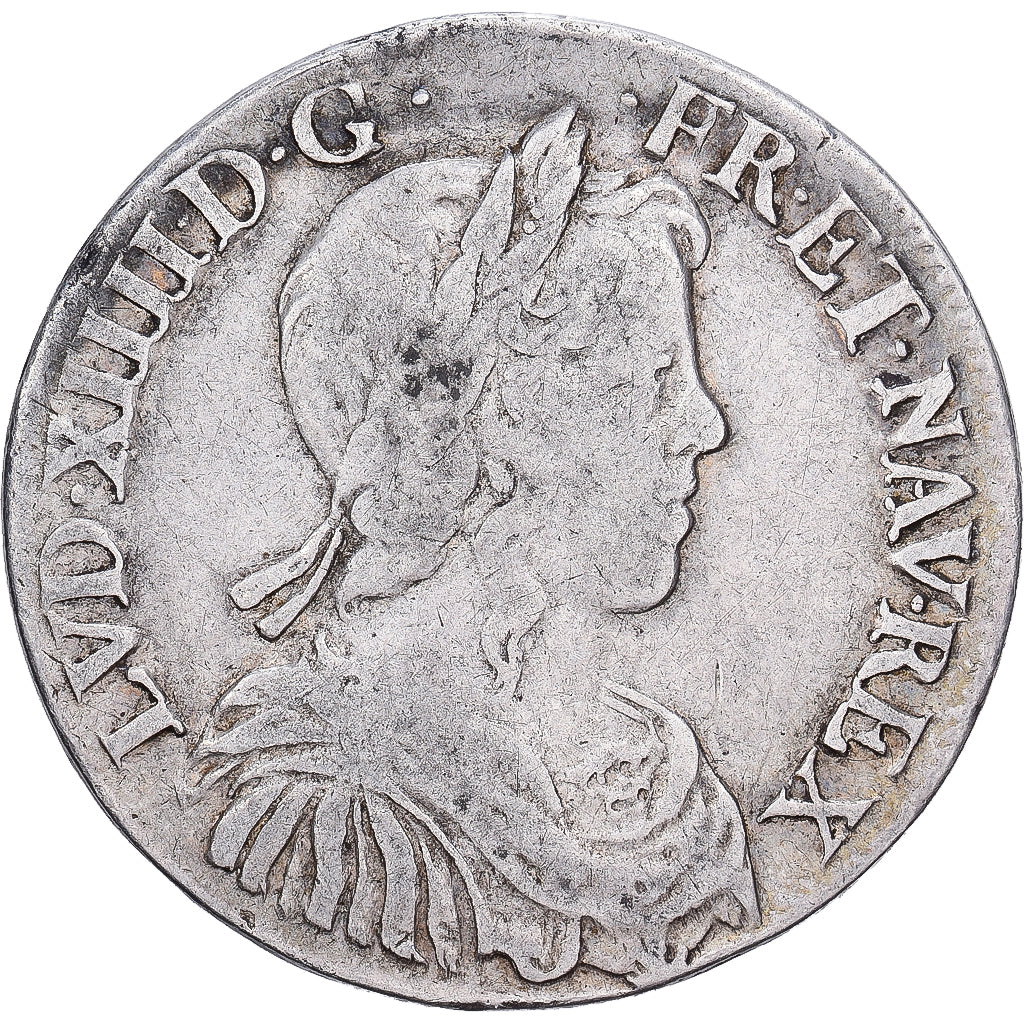 France, Louis XIV, 1/2 Écu à la mèche longue, 1651, Rouen, Silver, VF(30-35)