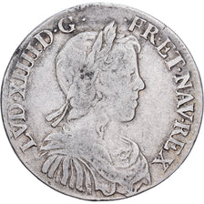 France, Louis XIV, 1/2 Écu à la mèche longue, 1651, Rouen, Silver, VF(30-35)