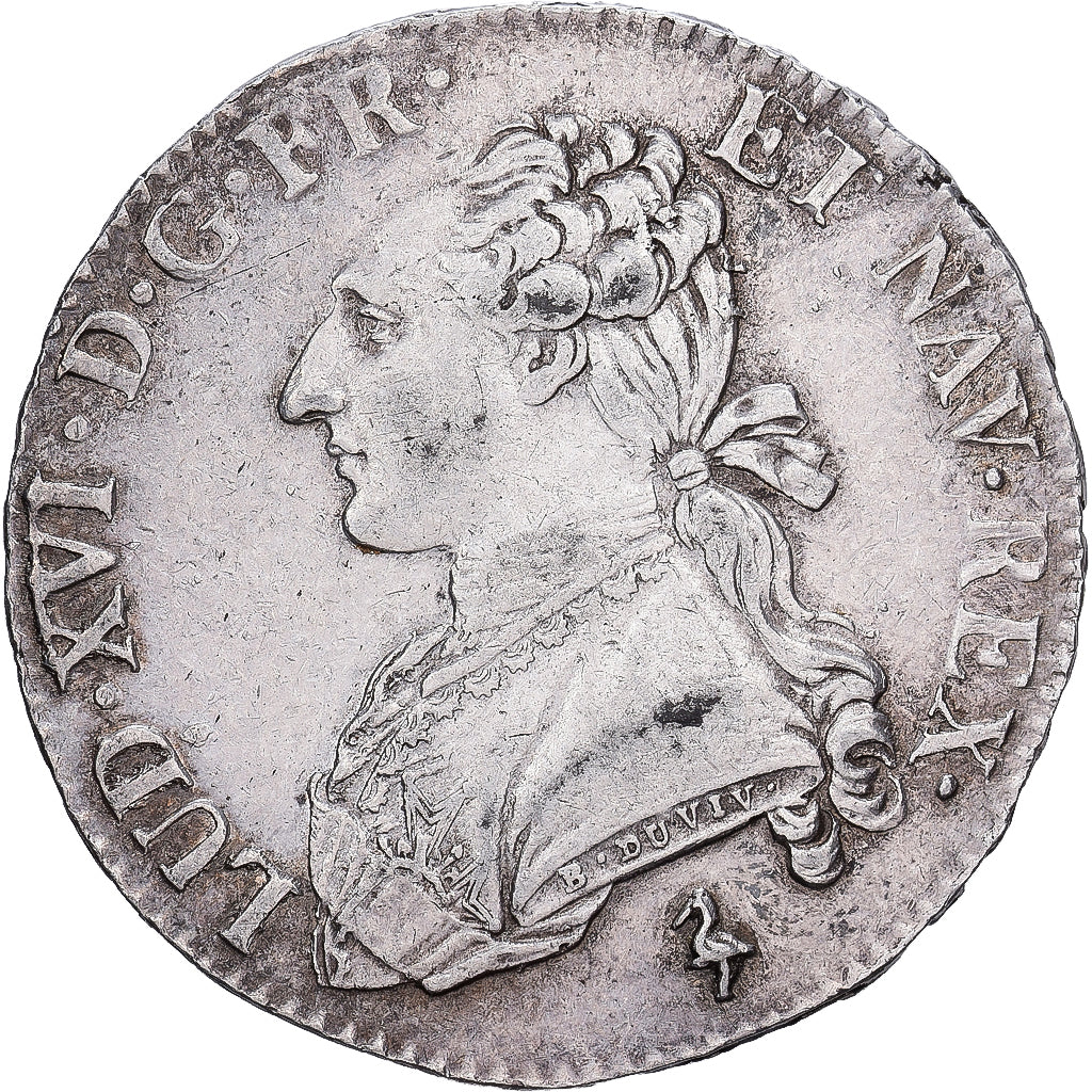 França, Louis XVI, 1/2 Ecu, 1784, Paris, Prata, AU(50-53), Gadoury:355