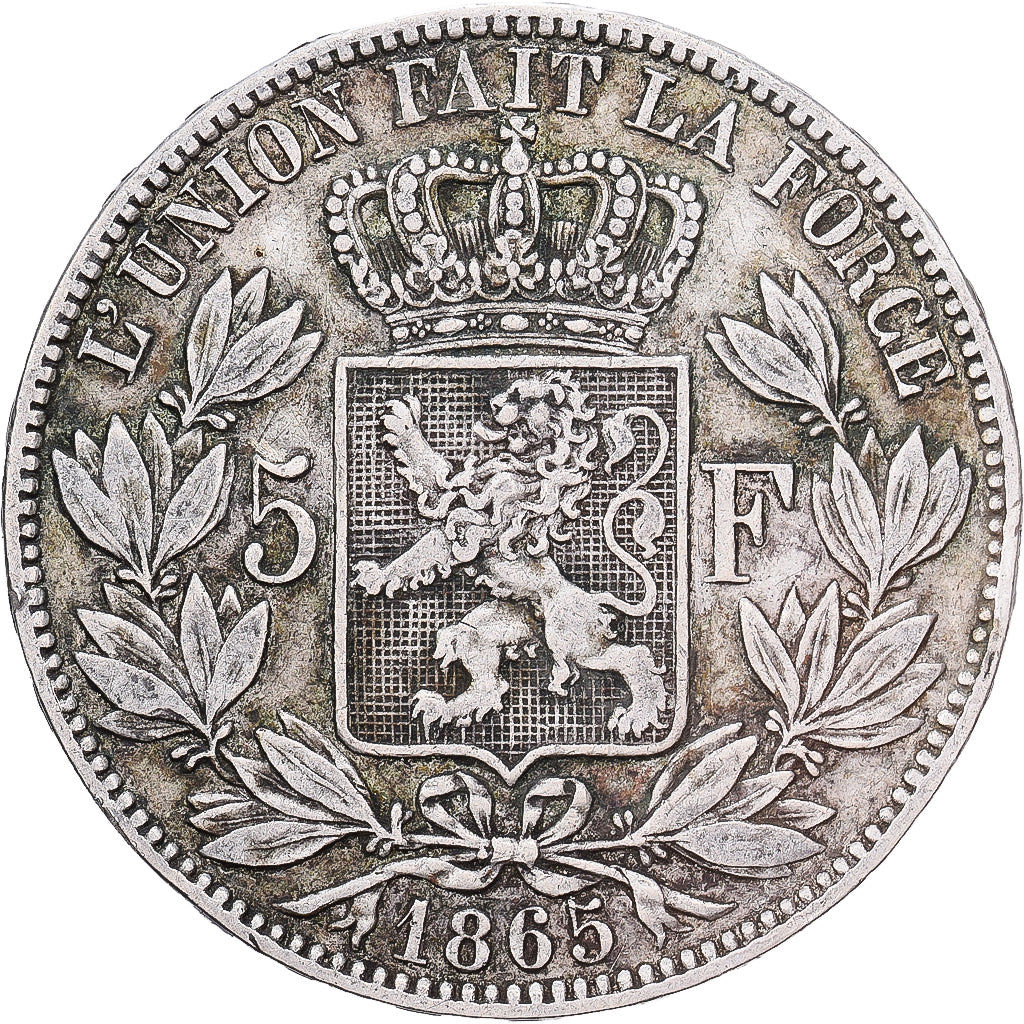 Belgien, Leopold I, 5 Francs, 5 Frank, 1865, Brussels, Silber, SS, KM:17