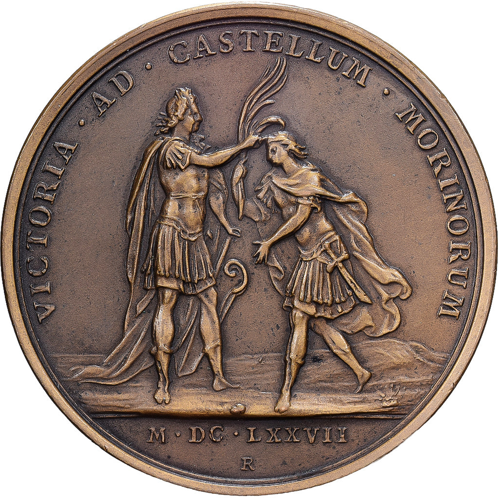 França, medalha, Louis XIV, Bataille de Cassel, 1677, Bronze, MS(60-62)