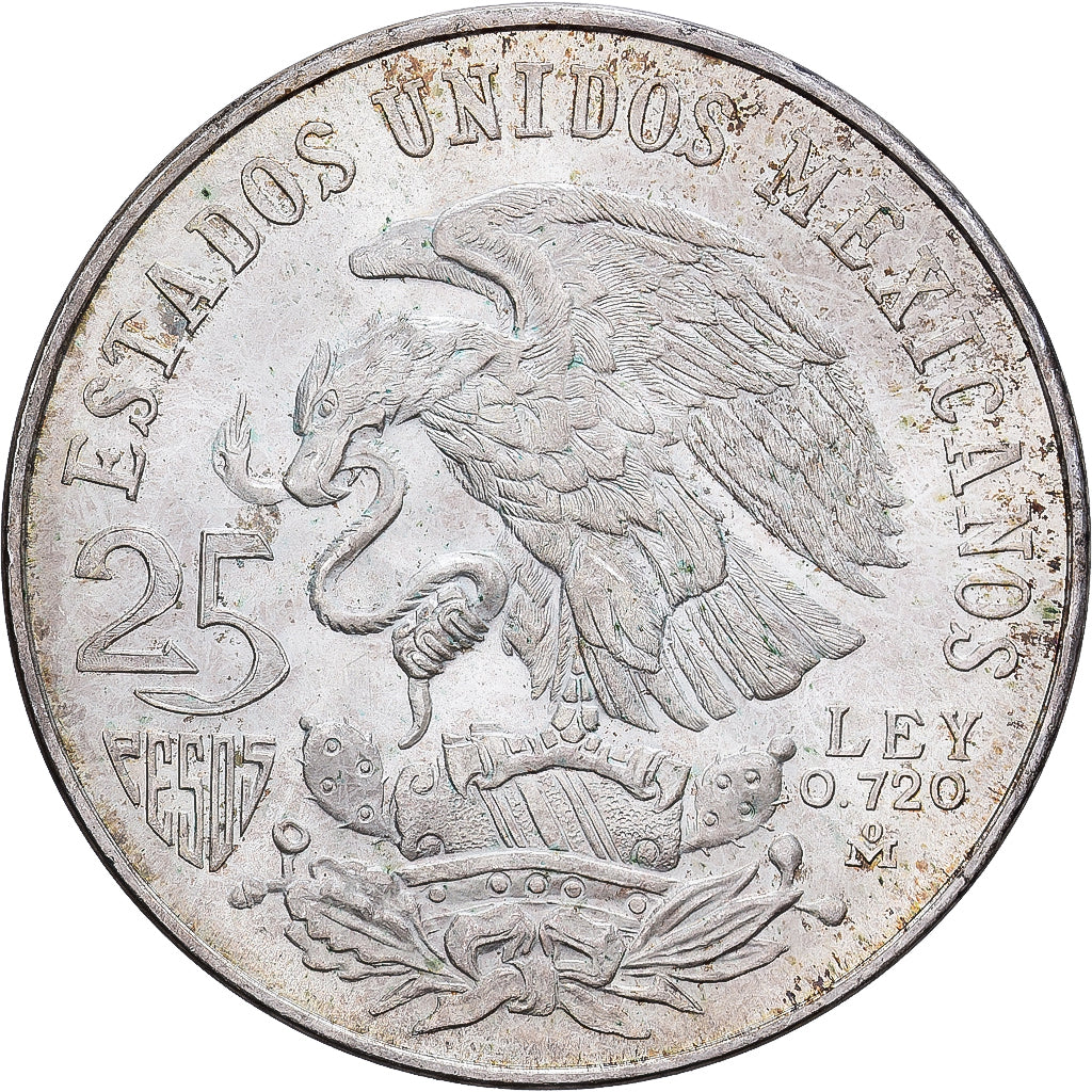 México, 25 Pesos, 1968, Mexico City, Prata, AU(55-58), KM:479.2