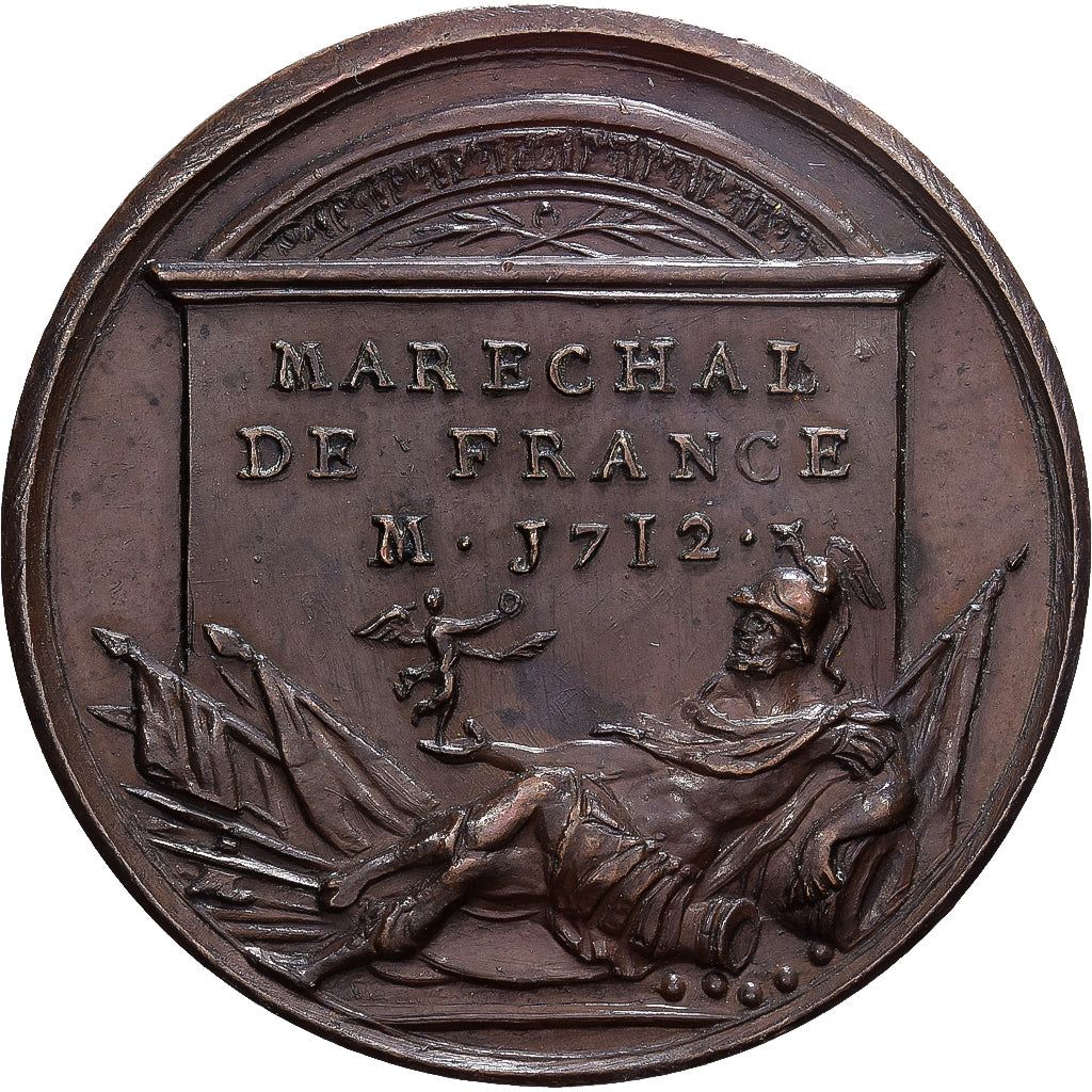 Francja, medal, NICOLAS DE CATINAT, 1712, Brązowy, Dassier, MS(60-62)