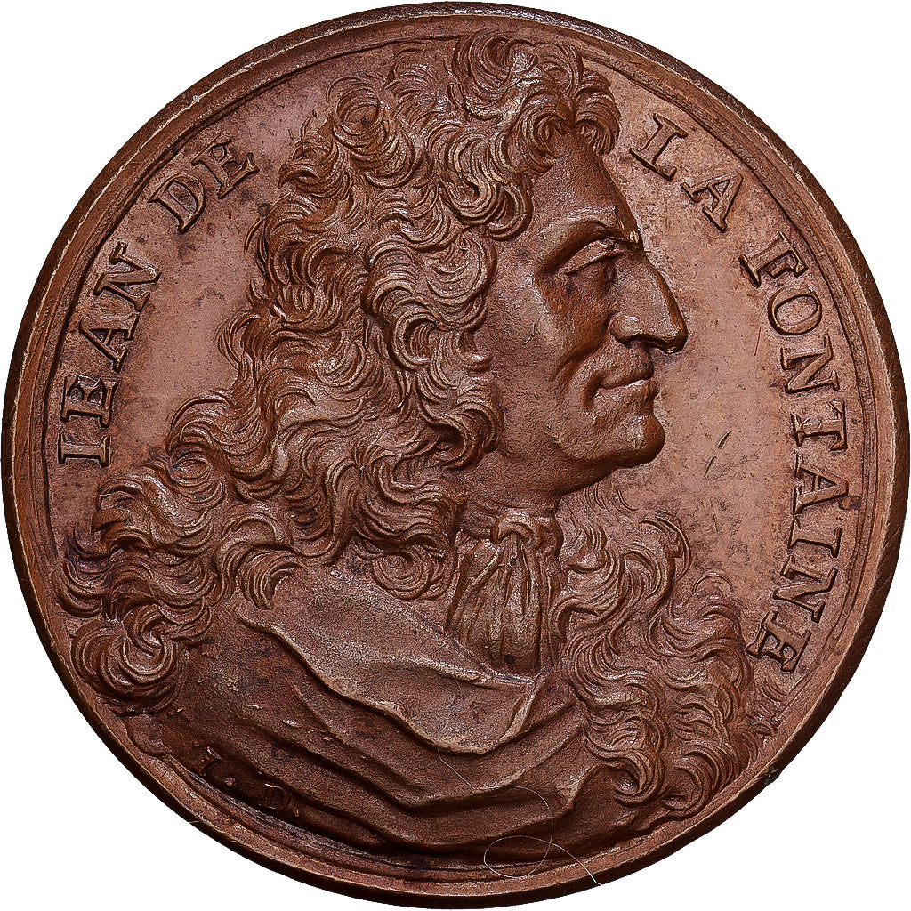 Francia, medaglia, Jean de la Fontaine, 1692, Bronzo, Dassier, SPL
