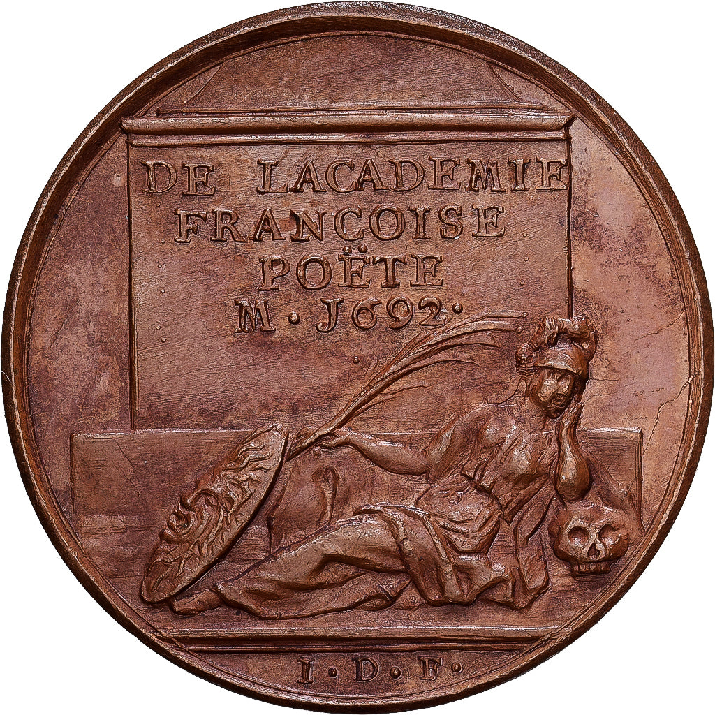 Francia, medaglia, Jean de la Fontaine, 1692, Bronzo, Dassier, SPL