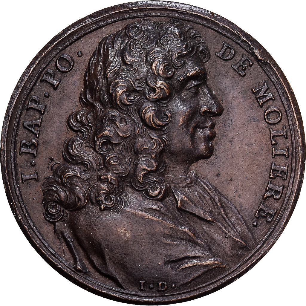 Francia, medaglia, Jean-Baptiste Pocquelin de Molière, 1673, Bronzo, Dassier