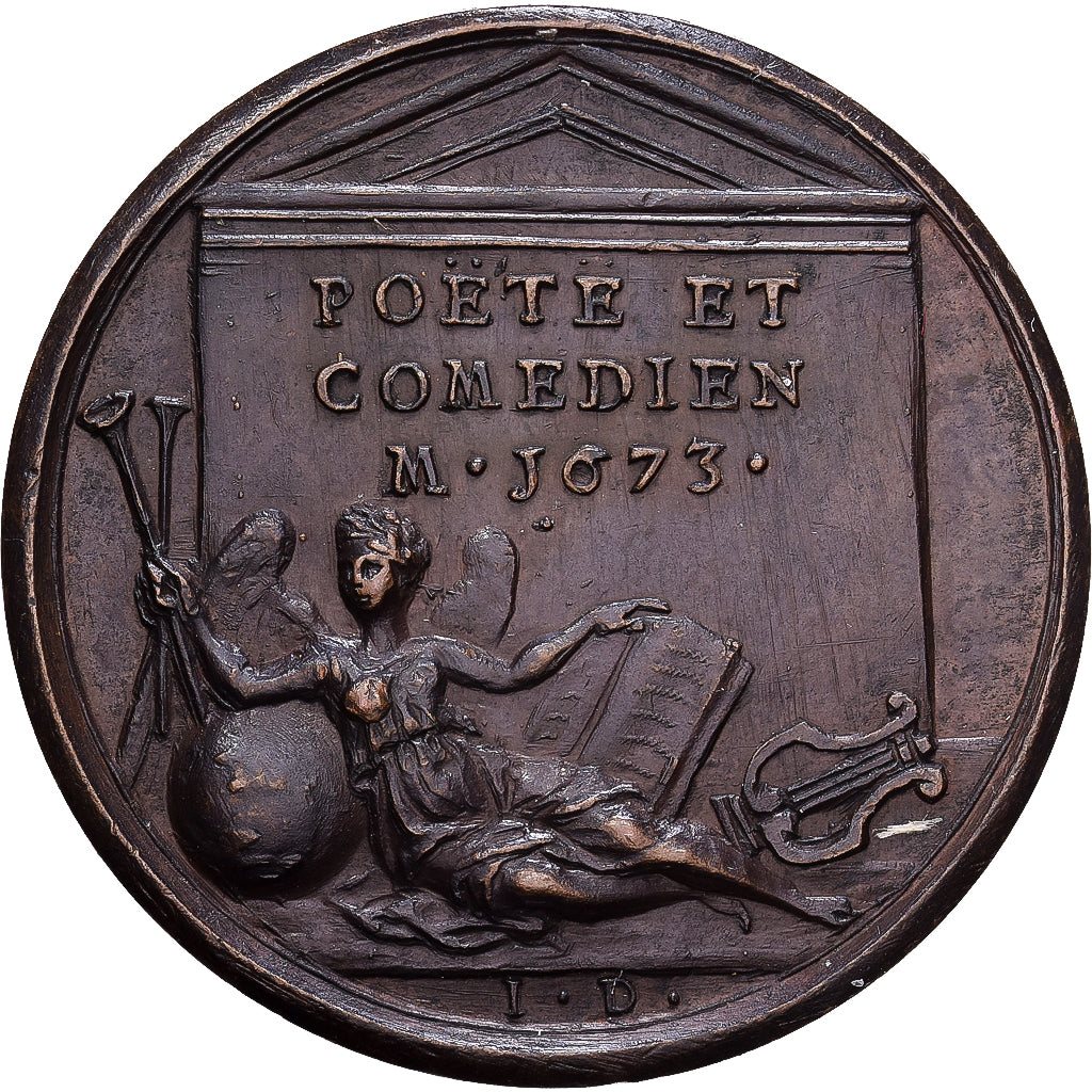 Francia, medaglia, Jean-Baptiste Pocquelin de Molière, 1673, Bronzo, Dassier