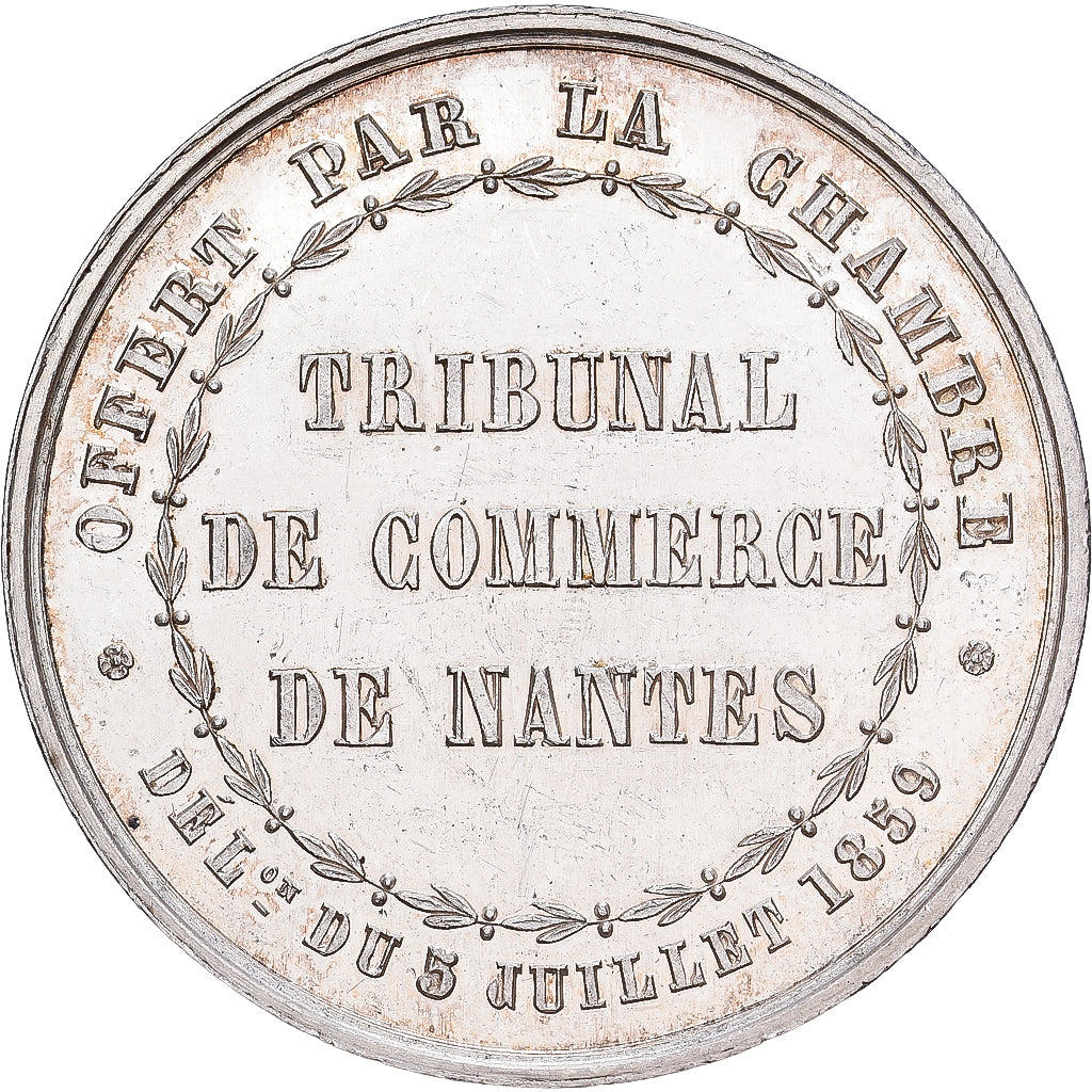 Francia, medaglia, Tribunal de Commerce de Nantes, 1860-1880, Argento