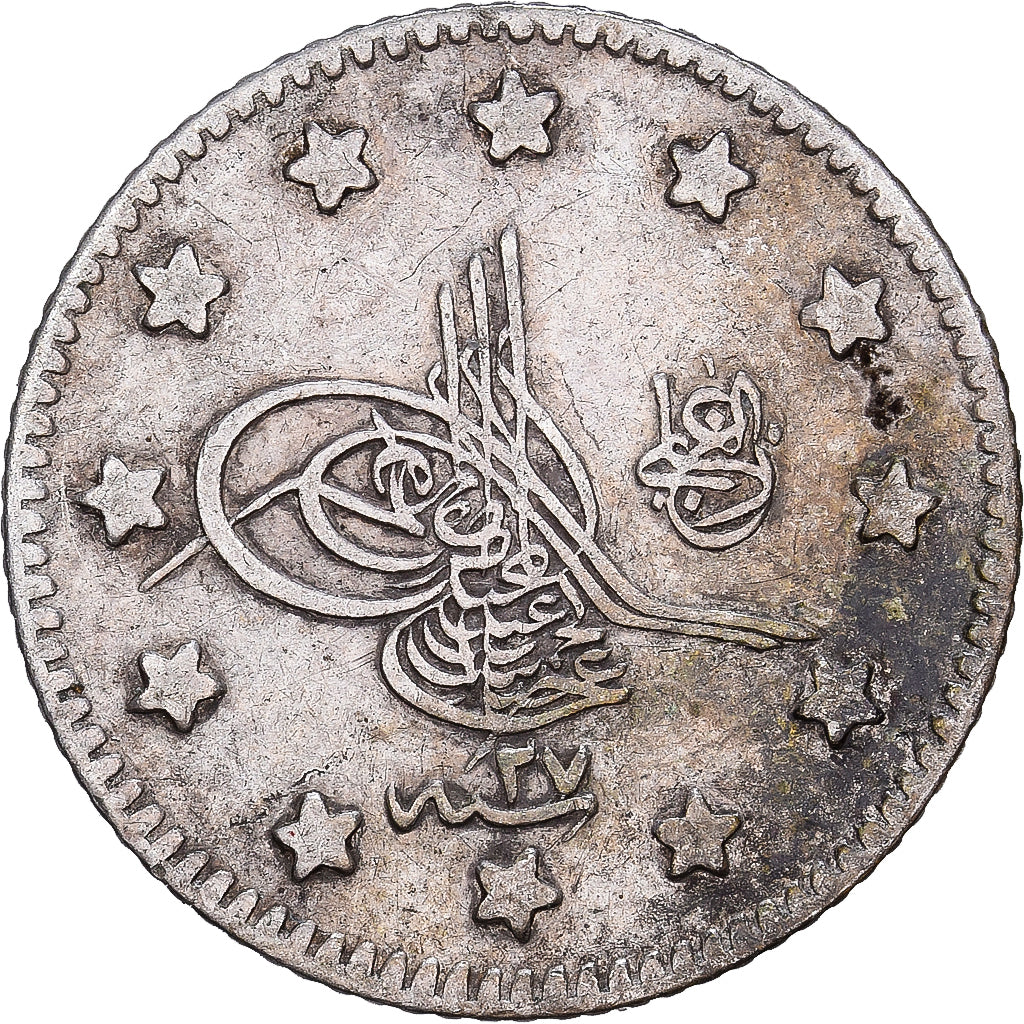 Türkei, Abdul Hamid II, Kurush, 1901 (AH 1293/27), Qustantiniyah, Silber, S+