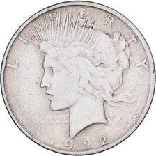 États-Unis, Dollar, Peace Dollar, 1922, Philadelphie, Argent, TB, KM:150