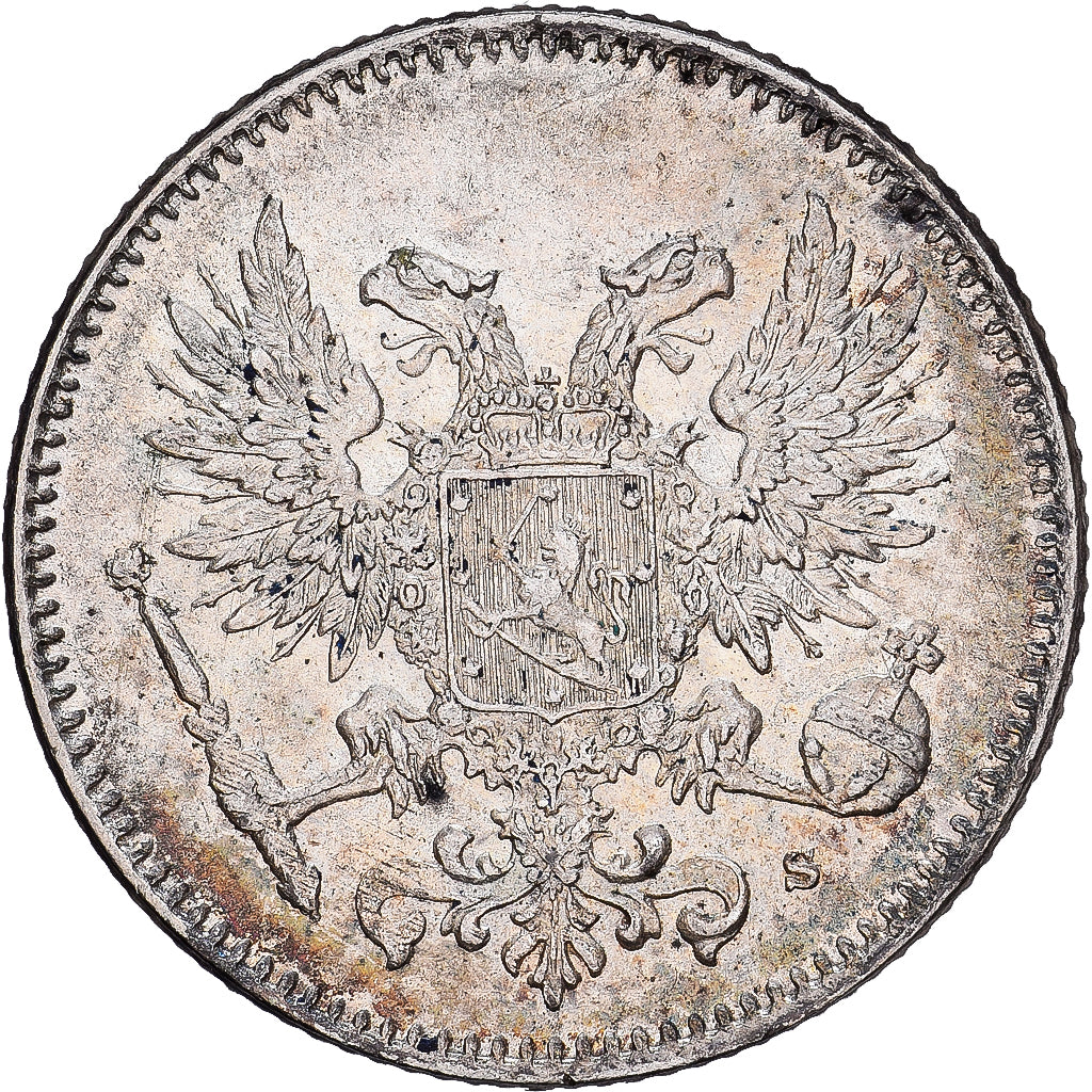 Finlandia, Nicholas II, 50 Penniä, 1917, Helsinki, Srebro, AU(55-58), KM:20