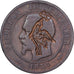Francja, Napoleon III, 10 Centimes, 1856, Lyon, Satyryczne, Brązowy, VF(20-25)