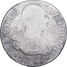 Spagna, Charles IV, 2 Reales, 1789, Madrid, Argento, MB, KM:430.1