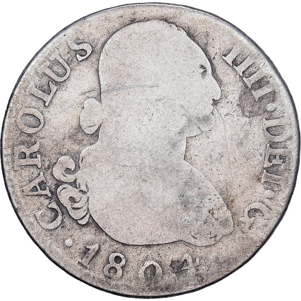 Spagna, Charles IV, 2 Reales, 1804, Madrid, Argento, MB, KM:430.1