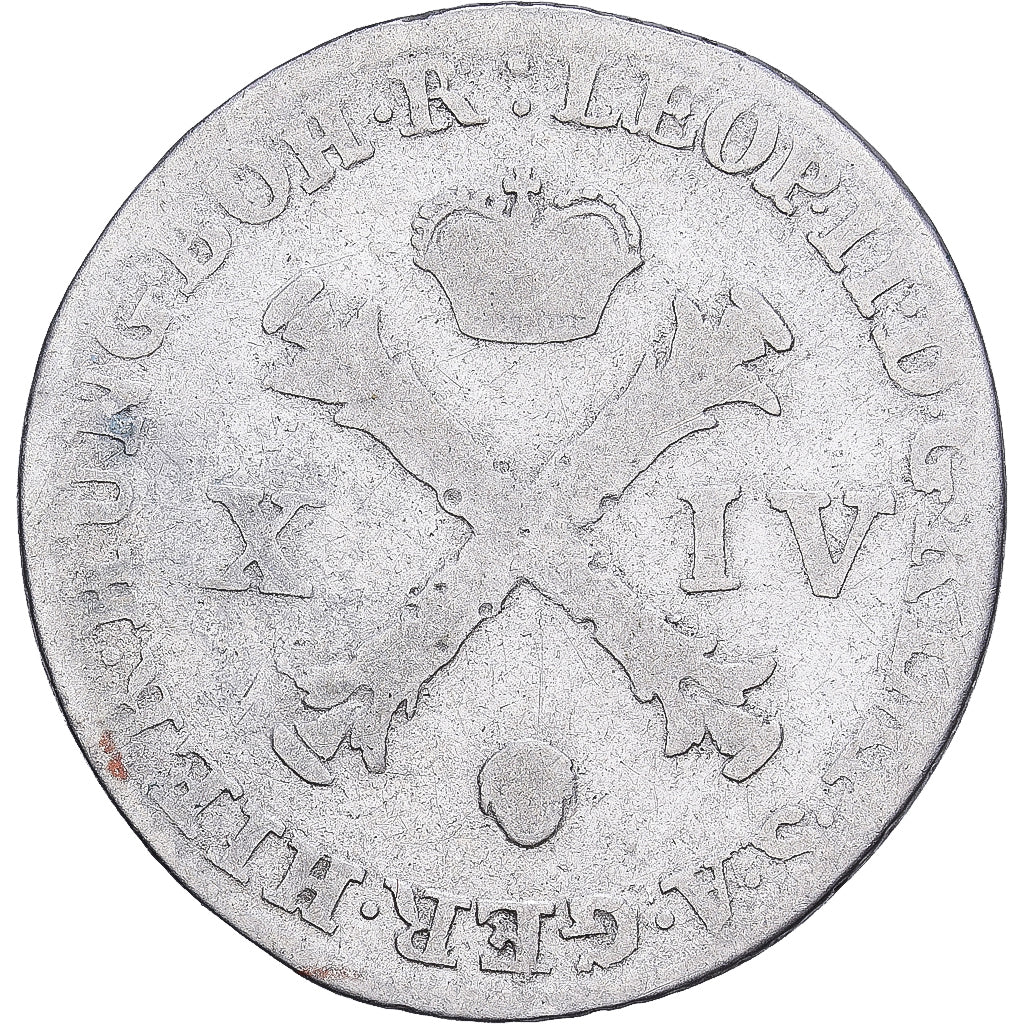 Spanische Niederlande, Leopold II, 14 Liards, 14 Oorden, 1791, Brussels, Billon