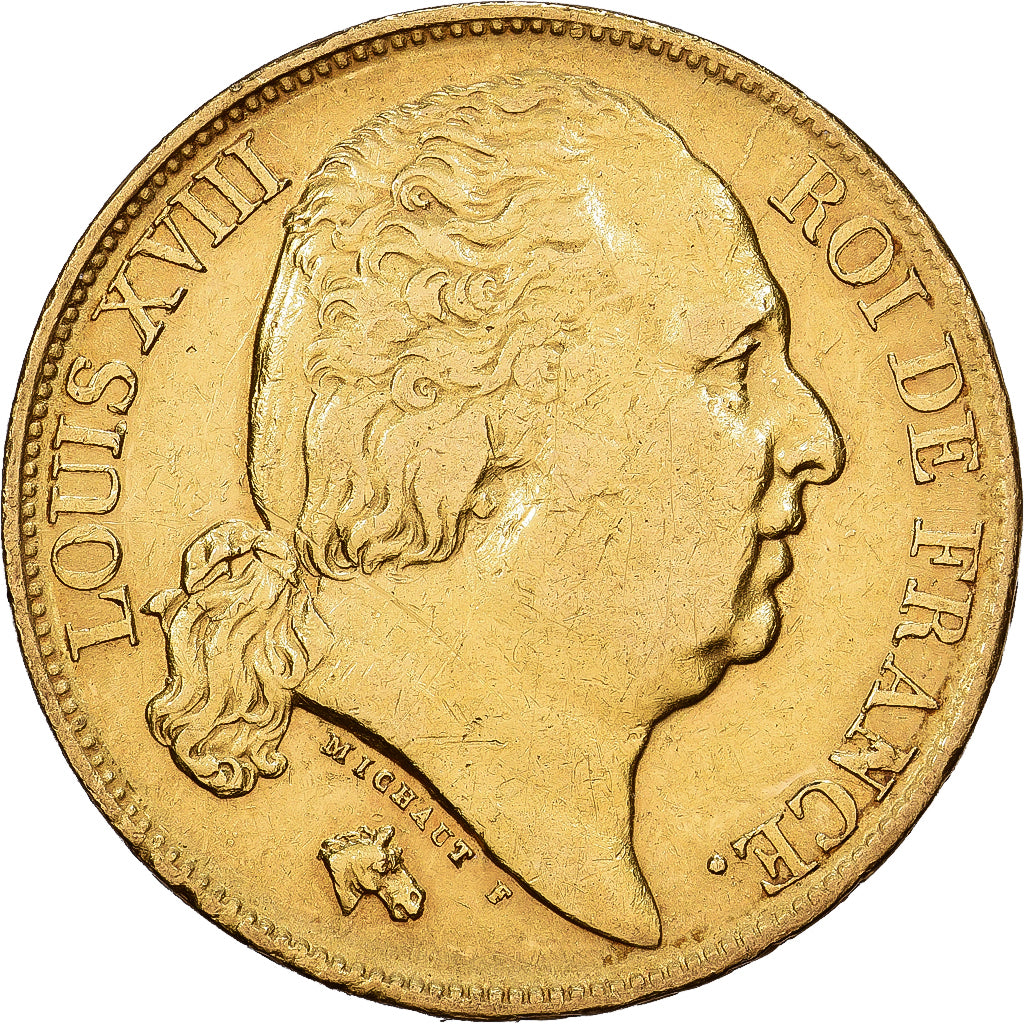 France, Louis XVIII, 20 Francs, Louis XVIII, 1817, Paris, Gold, EF(40-45)