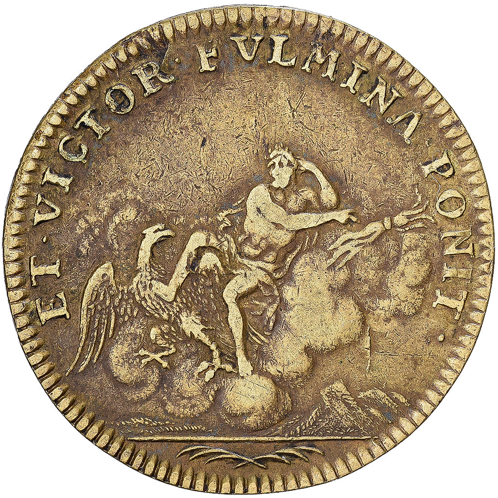 Frankreich, betaalpenning, Louis XIV, Et Victor Fulmina Ponit, 1698, Messing, S+