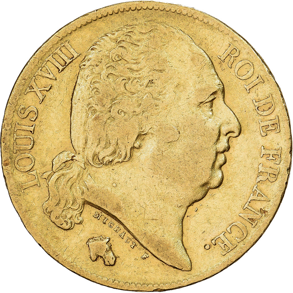 Frankrijk, Louis XVIII, 20 Francs, Louis XVIII, 1818, Paris, Goud, ZF, KM:712.1