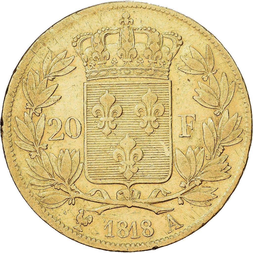 Frankrijk, Louis XVIII, 20 Francs, Louis XVIII, 1818, Paris, Goud, ZF, KM:712.1