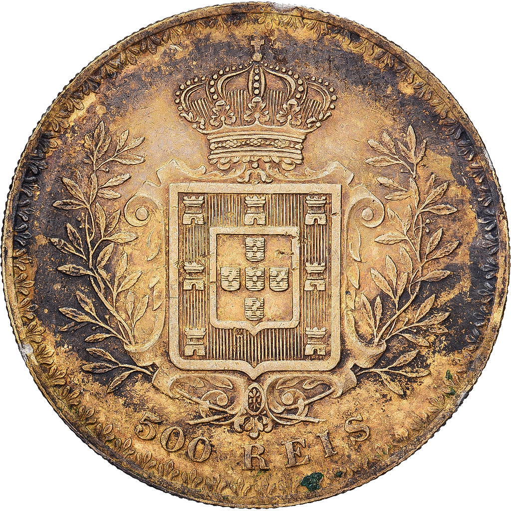 Portugal, Carlos I, 500 Reis, 1908, Lisbon, Plata, MBC, KM:535