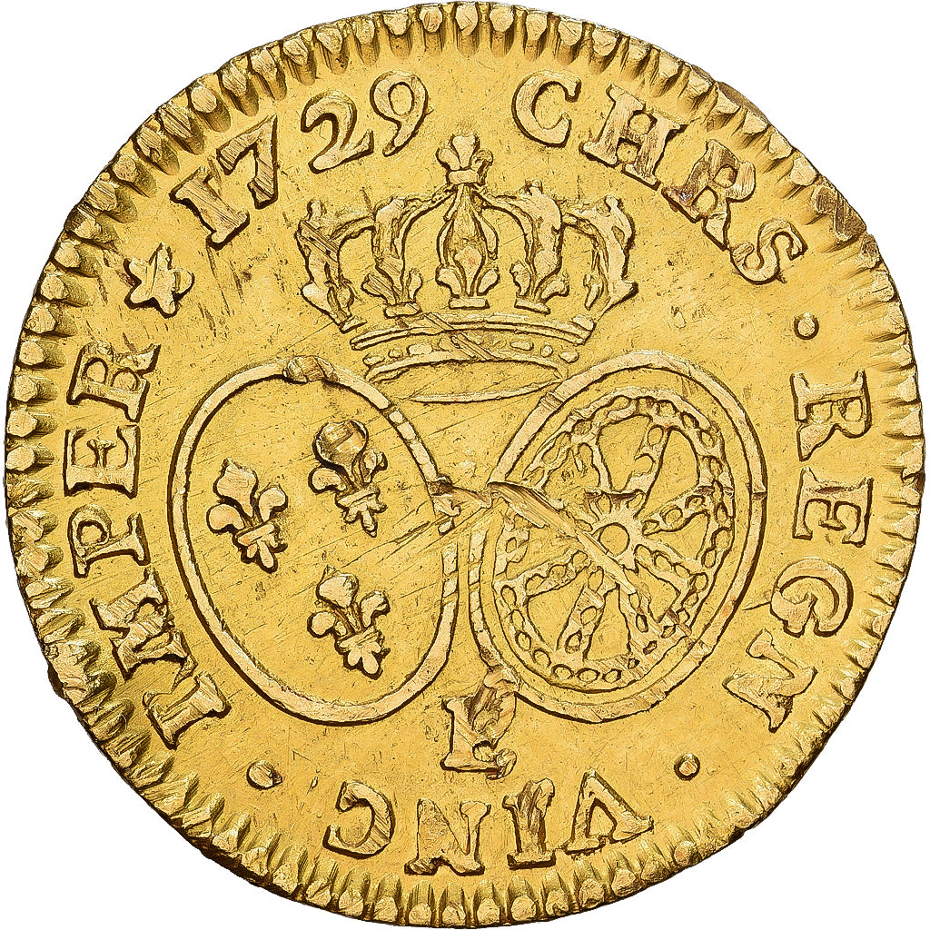 France, Louis XV, Louis d'Or, 1729, Tours, Gold, VF(30-35), Gadoury:340