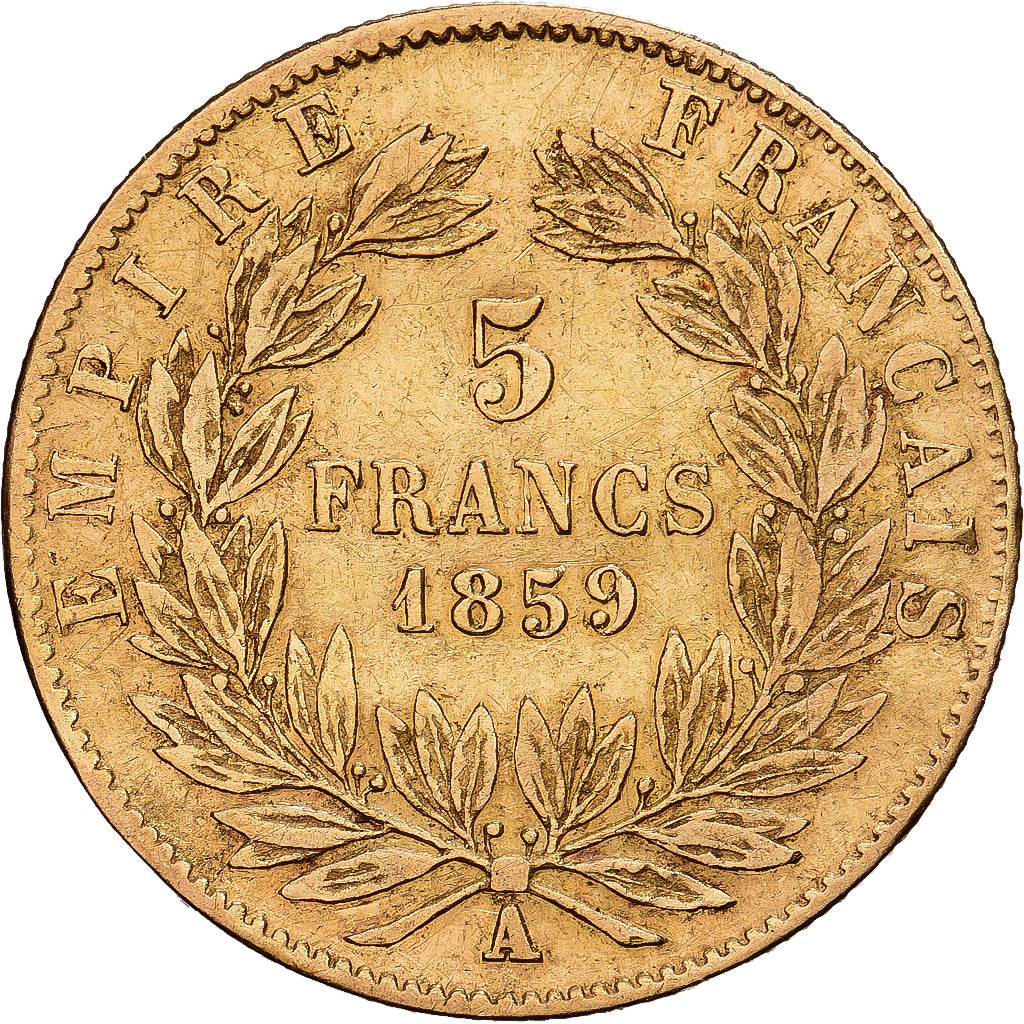 France, Napoleon III, 5 Francs, Napoléon III, 1859, Paris, Gold, VF(30-35)