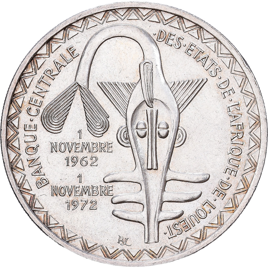 Estados da África Ocidental, 500 Francs, 1972, Paris, Prata, AU(55-58), KM:7