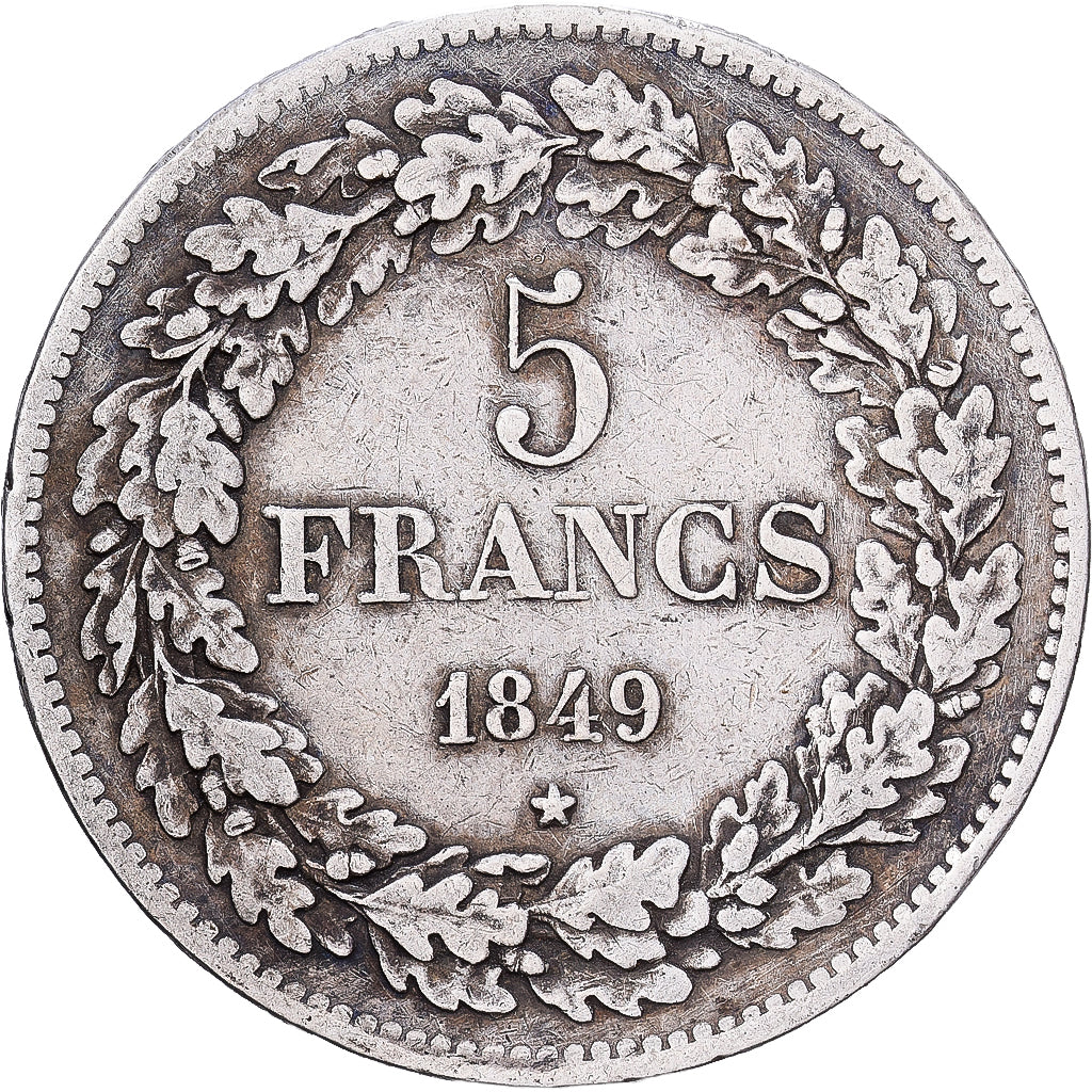 Belgium, Leopold I, 5 Francs, 5 Frank, 1849, Brussels, Silver, VF(30-35), KM:3.2