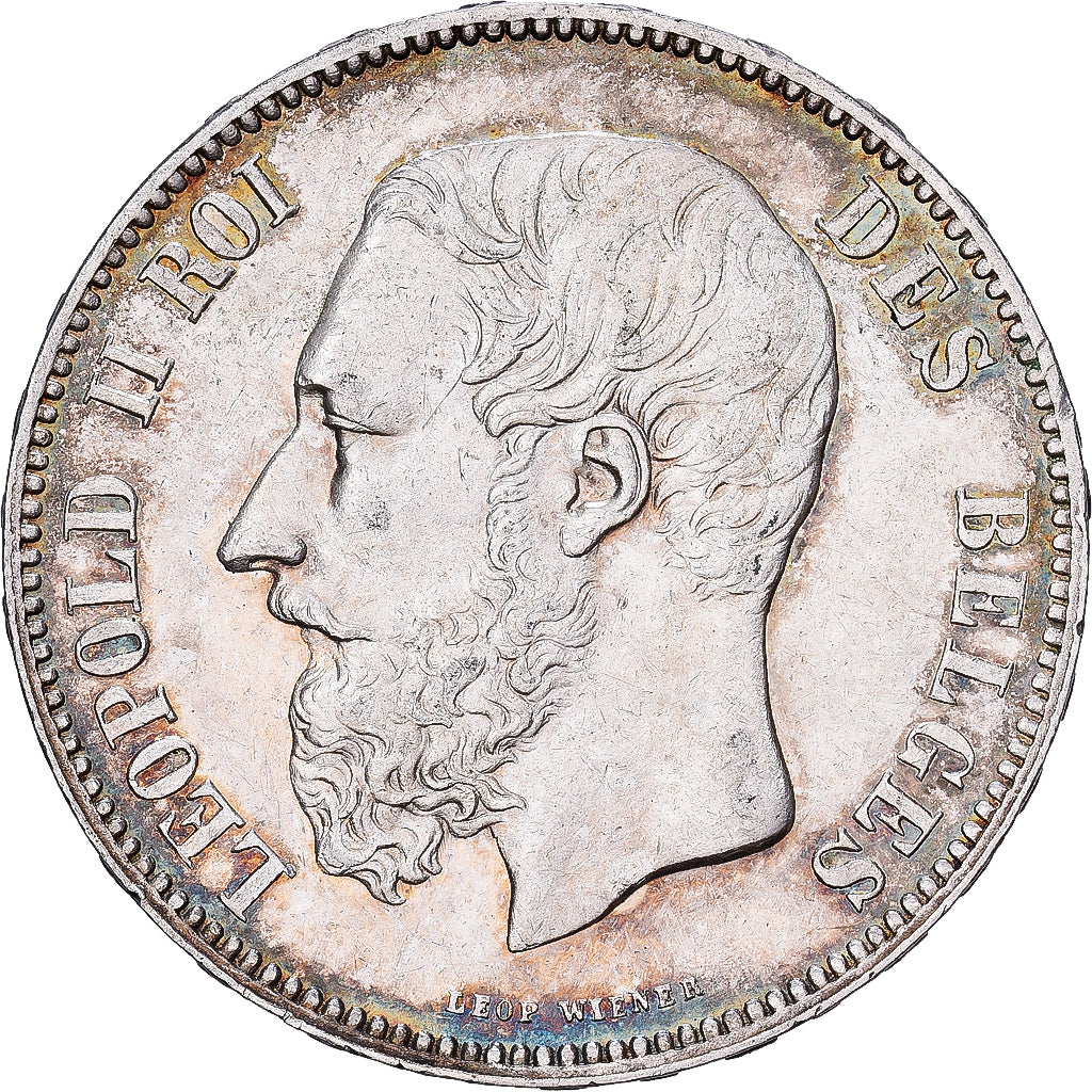Belgium, Leopold II, 5 Francs, 5 Frank, 1875, Brussels, Silver, MS(60-62), KM:24