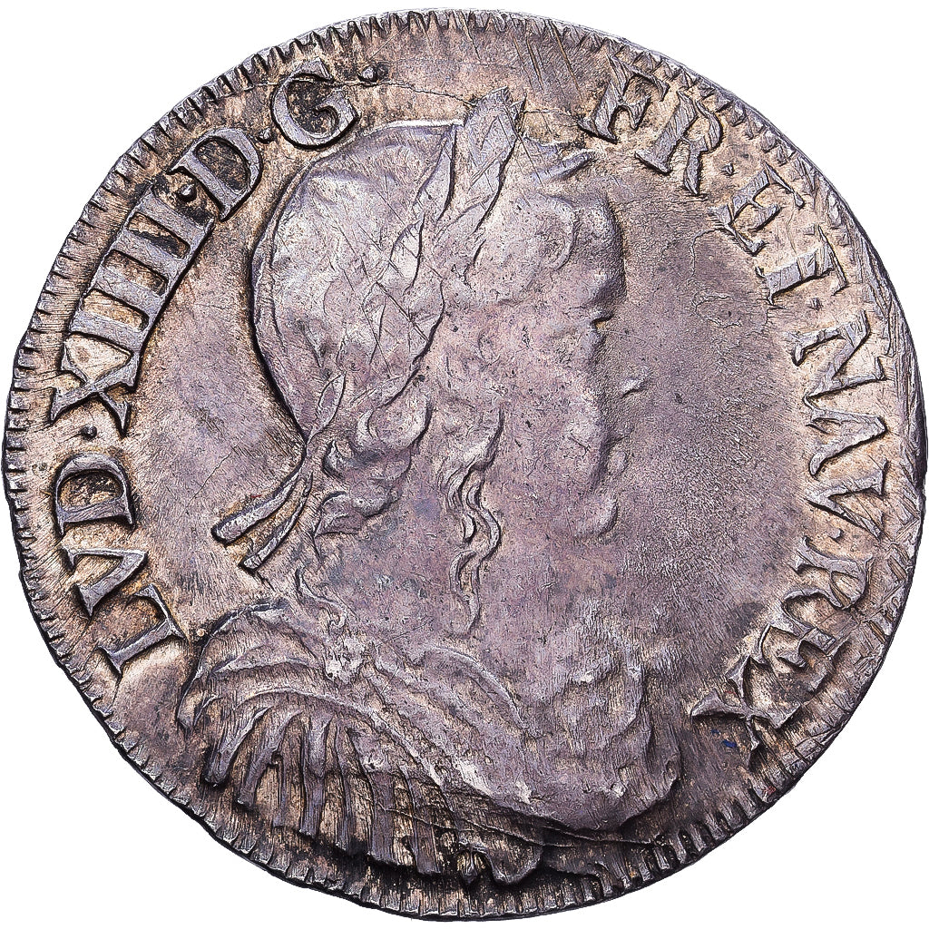França, Louis XIV, 1/2 Écu à la mèche longue, 1653, Aix, Prata, AU(50-53)
