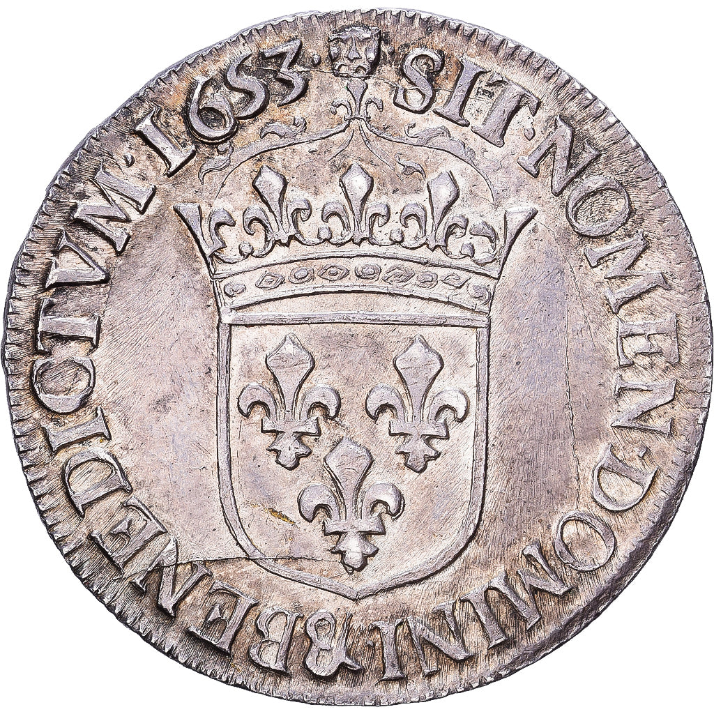 França, Louis XIV, 1/2 Écu à la mèche longue, 1653, Aix, Prata, AU(50-53)