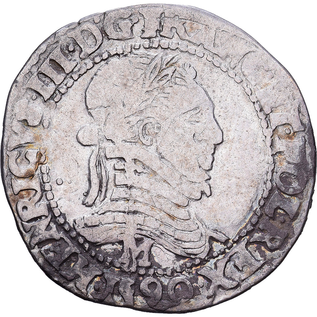 France, Henri III, 1/4 Franc, 1590, Toulouse, Silver, VF(30-35)
