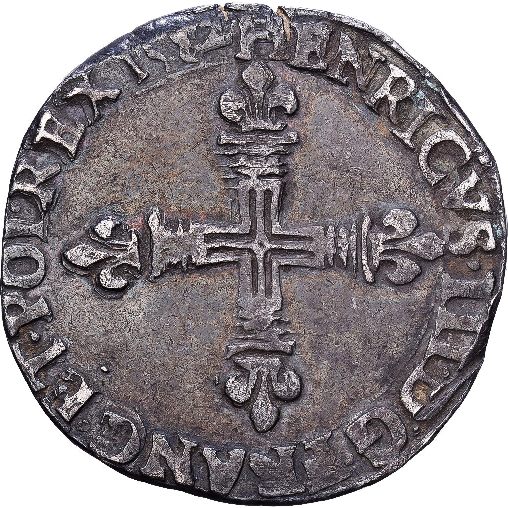 France, 1/4 Ecu croix de face, 1582, Saint Lô, Argent, TTB+, Duplessy:1133