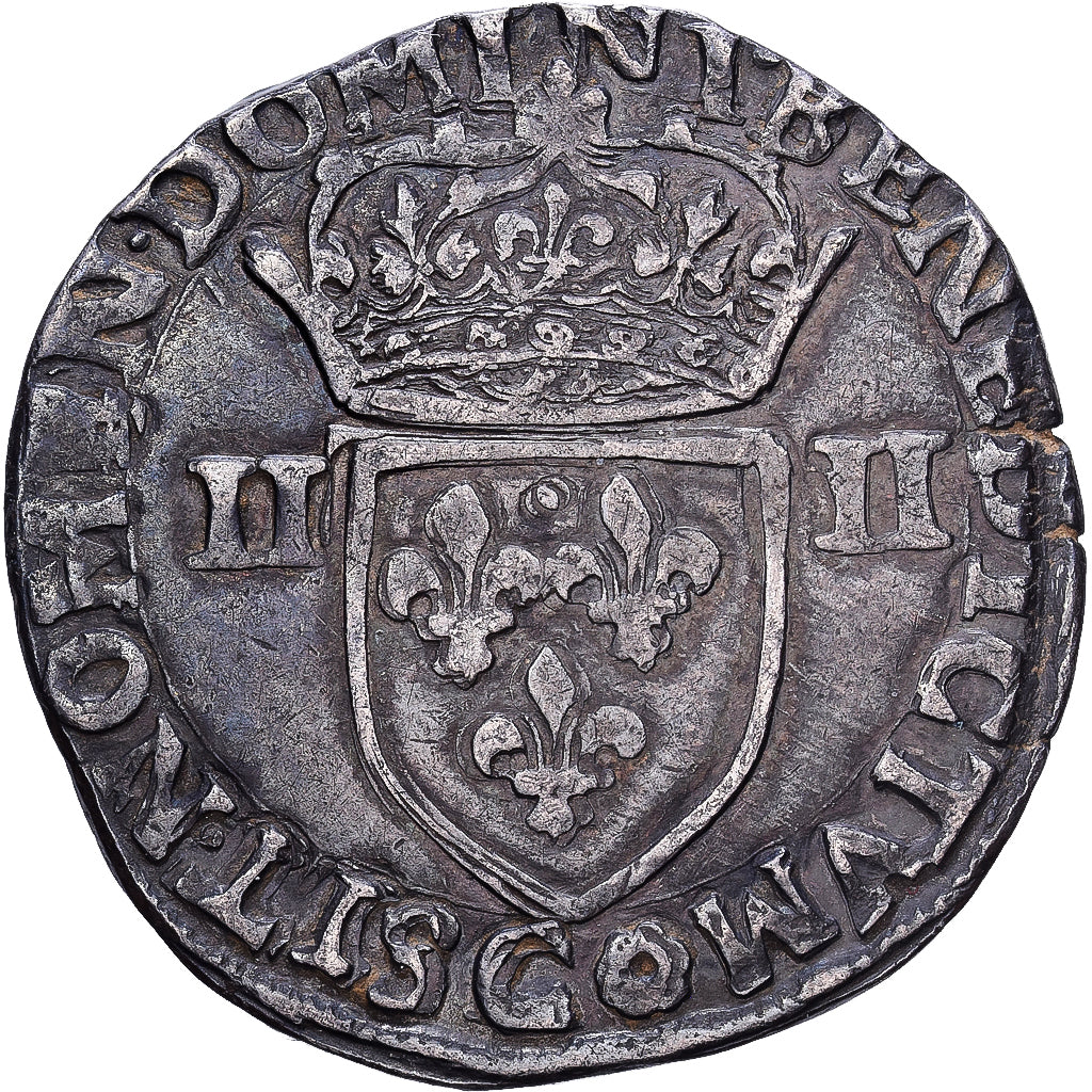 France, 1/4 Ecu croix de face, 1582, Saint Lô, Argent, TTB+, Duplessy:1133