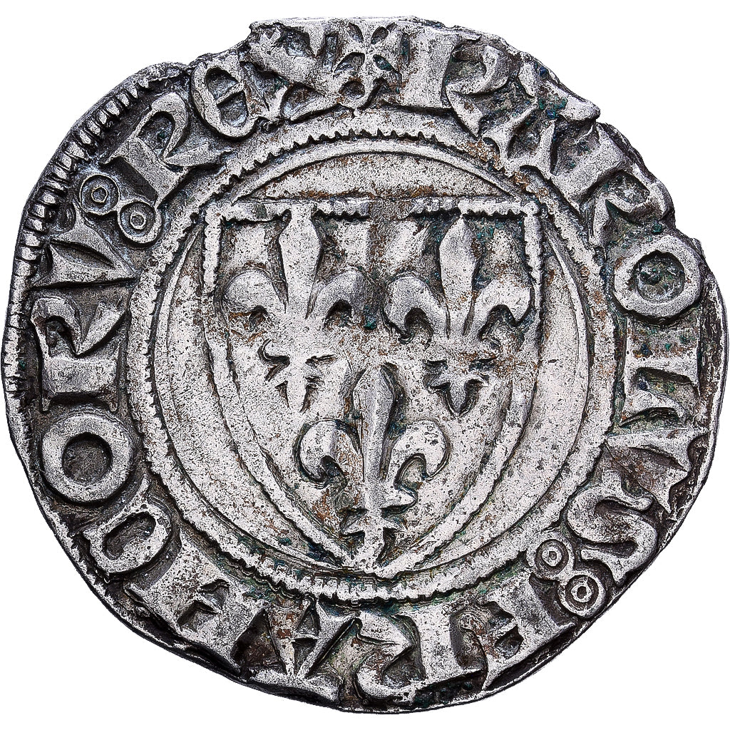 Francja, Charles VI, Blanc Guénar, 1389, Angers, Bilon, EF(40-45)