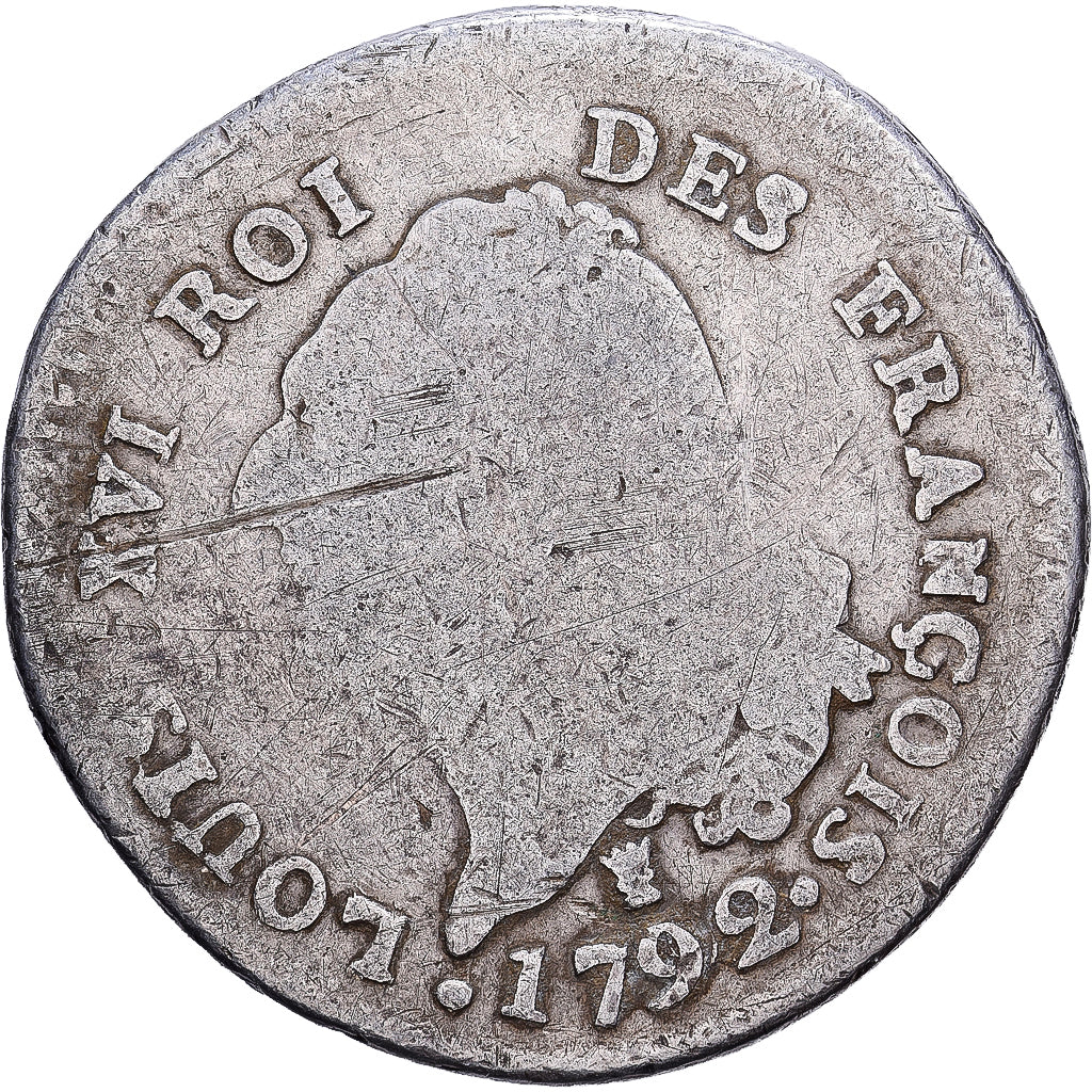 France, 30 Sols, 30 sols françois, 1792, Limoges, Silver, F(12-15), KM:606.7