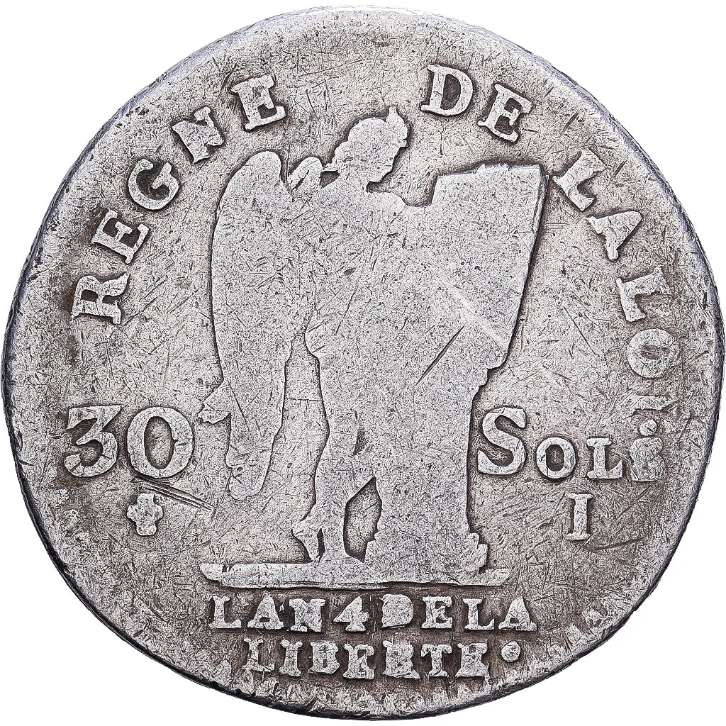 France, 30 Sols, 30 sols françois, 1792, Limoges, Silver, F(12-15), KM:606.7