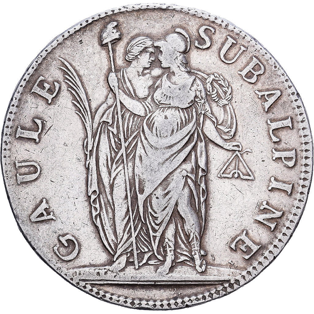 République subalpine, PIEDMONT REPUBLIC, 5 Francs, AN 10 (1801), Milan, Argent