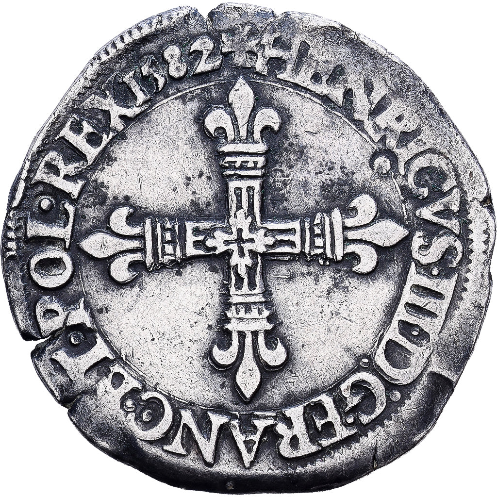 France, Henri III, 1/4 Ecu, 1582, Nantes, Silver, VF(20-25)