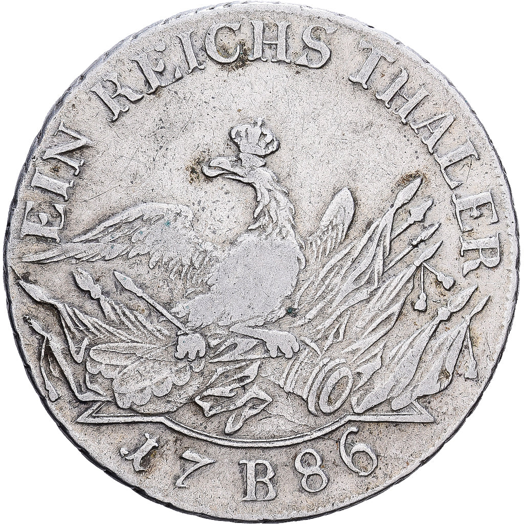 Kingdom of Prussia, Frederic II, Reichstaler, 1786, Breslau, Plata, BC+