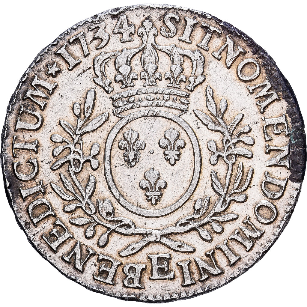 France, Louis XV, Ecu aux branches d'olivier, 1734, Tours, Argent, TTB