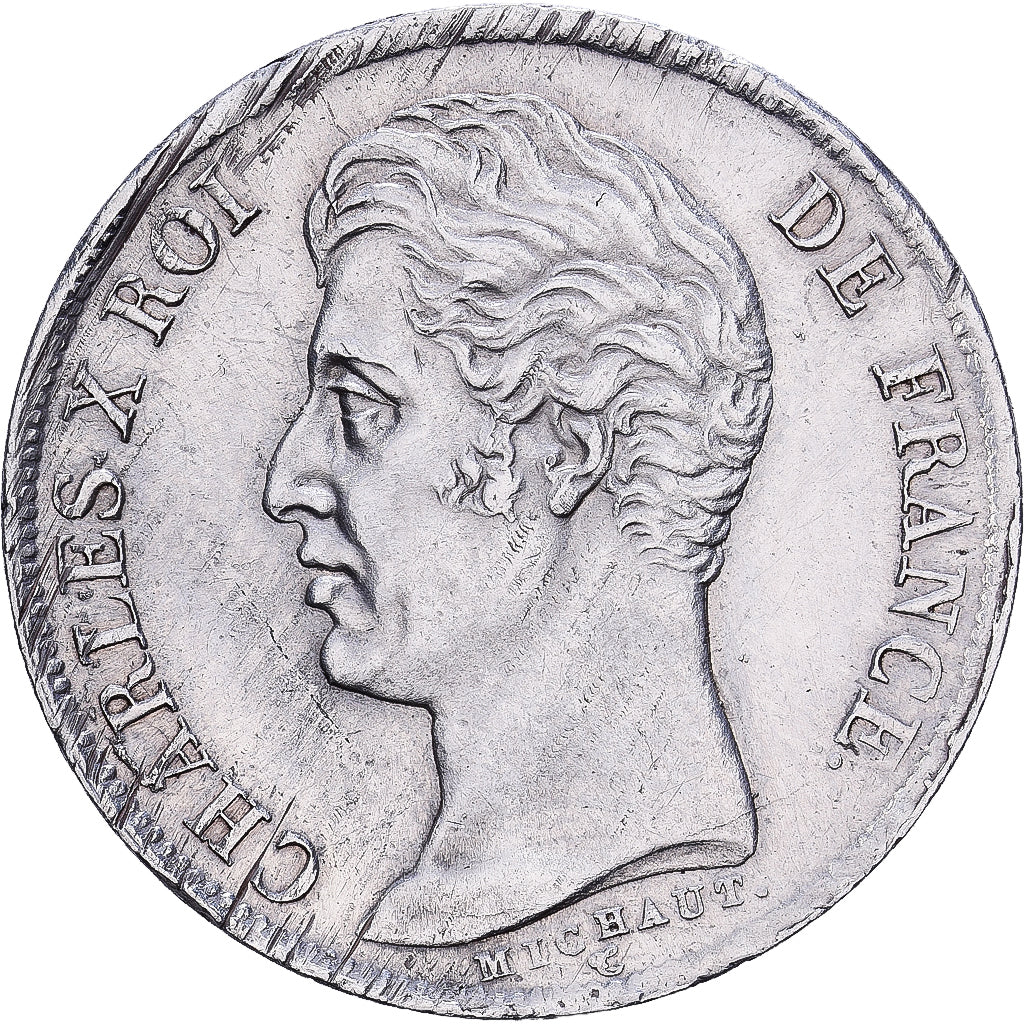 France, Franc, Charles X, 1828, Bordeaux, Silver, AU(55-58), KM:724.7