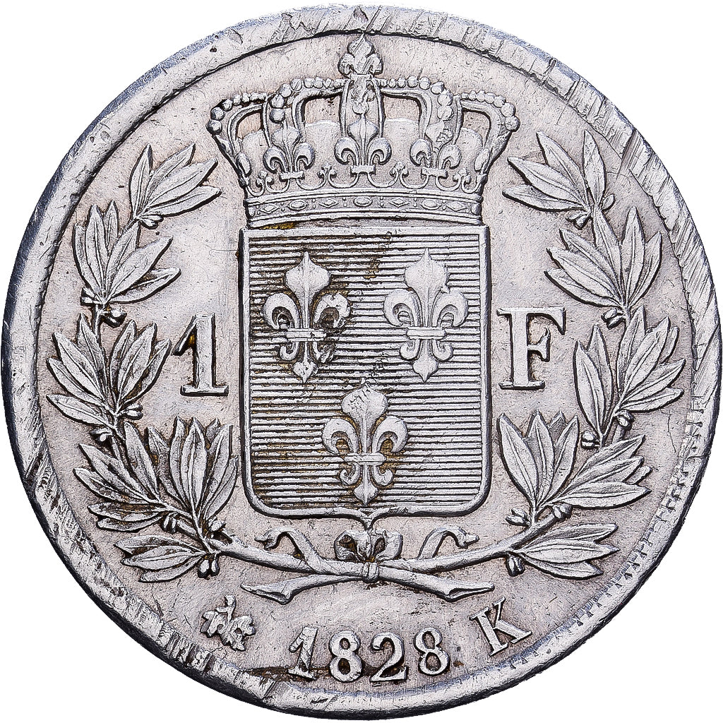 France, Franc, Charles X, 1828, Bordeaux, Silver, AU(55-58), KM:724.7
