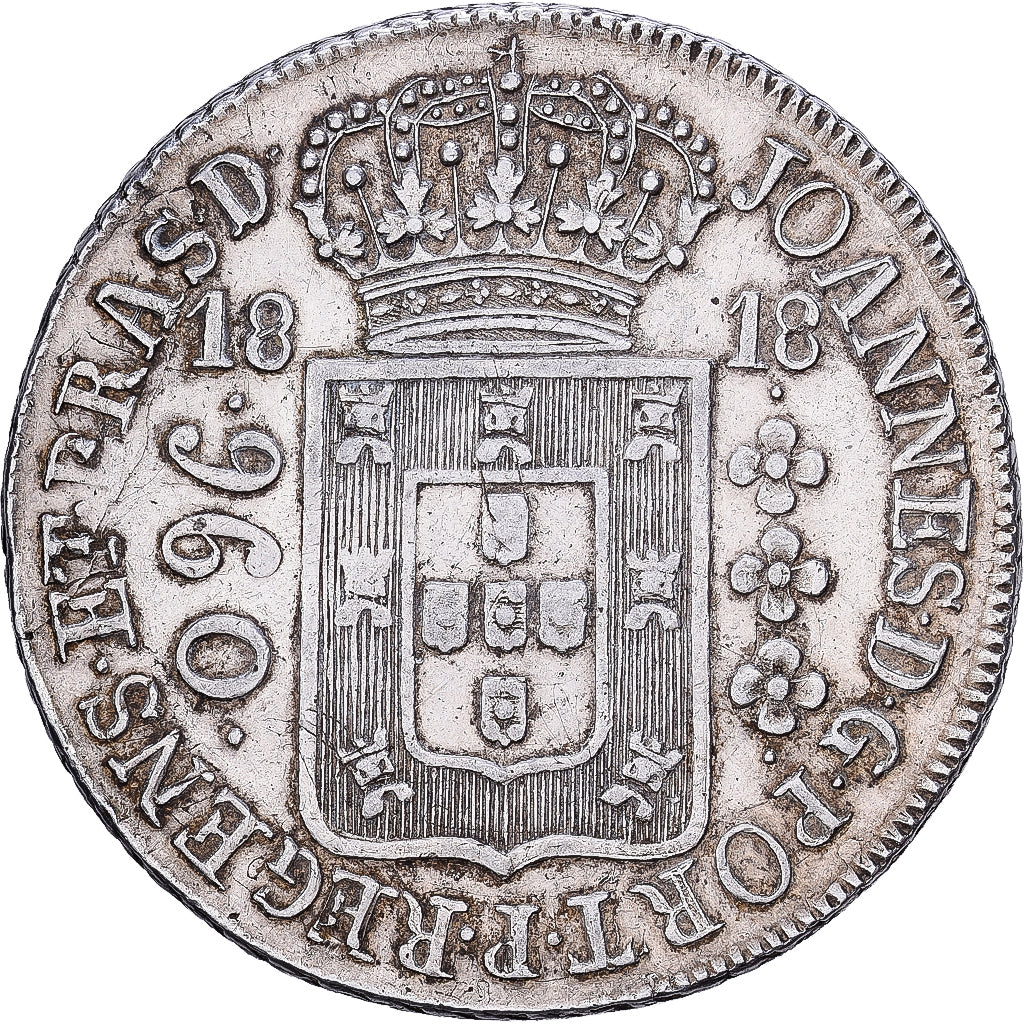 Brasile, 960 Reis, 1818, Bahia, Argento, BB+, KM:307.1