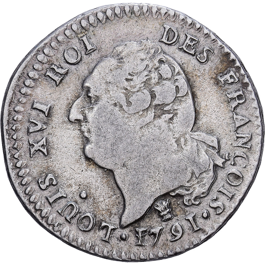 France, 15 Sols, 1/8 ECU, 15 sols françois, 1791, Limoges, Silver, VF(30-35)