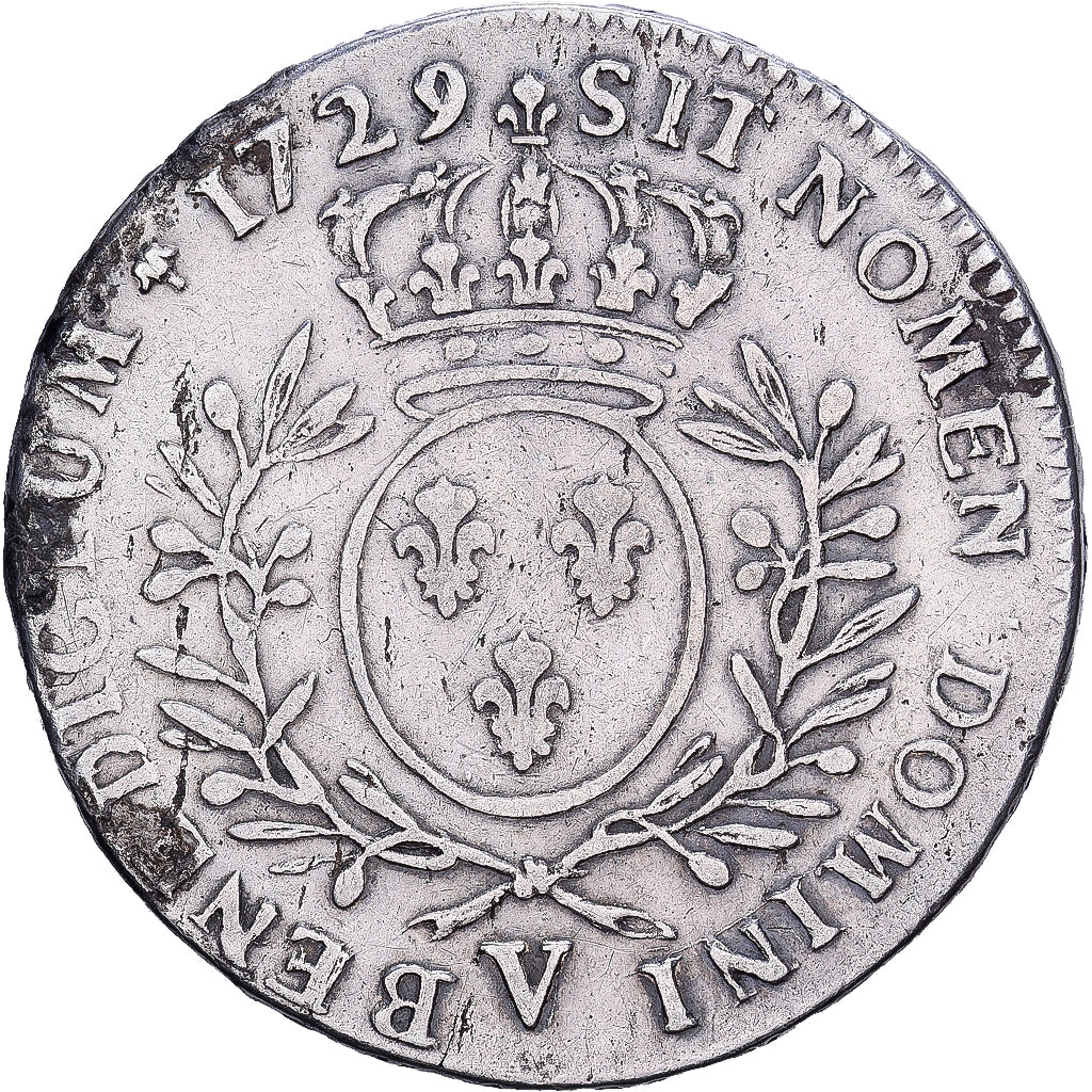 France, Louis XV, 1/2 Ecu aux branches d'olivier, 1729, Troyes, Silver