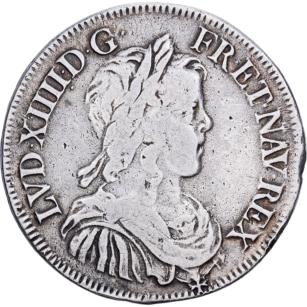 França, Louis XIV, 1/2 Écu à la mèche longue, 1647, Paris, Prata, VF(20-25)